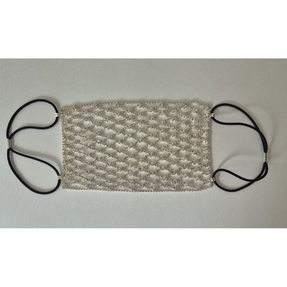 Silver Bling Shiny Rhinestone Mesh Cosplay Costume Face Mask Accessory New